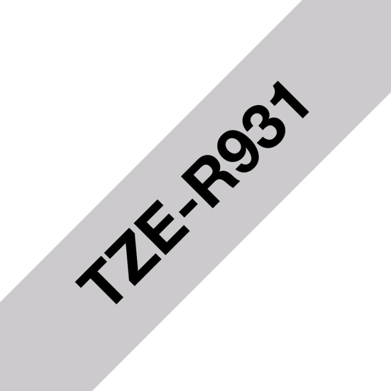 TZe-R931 - Seidig - Schwarz auf Silber - Rolle (1,2 cm x 4 m)